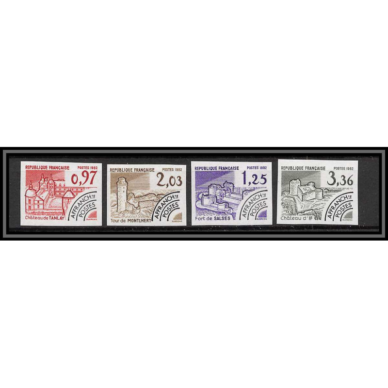 France préoblitere PREO N°174/177 monument chateau castle Non dentelé ** MNH (Imperf) essai proof 1982