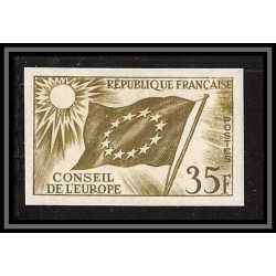 France Service N°20 conseil de l'europe europa drapeau flag Essai proof Non dentelé imperf ** mnh