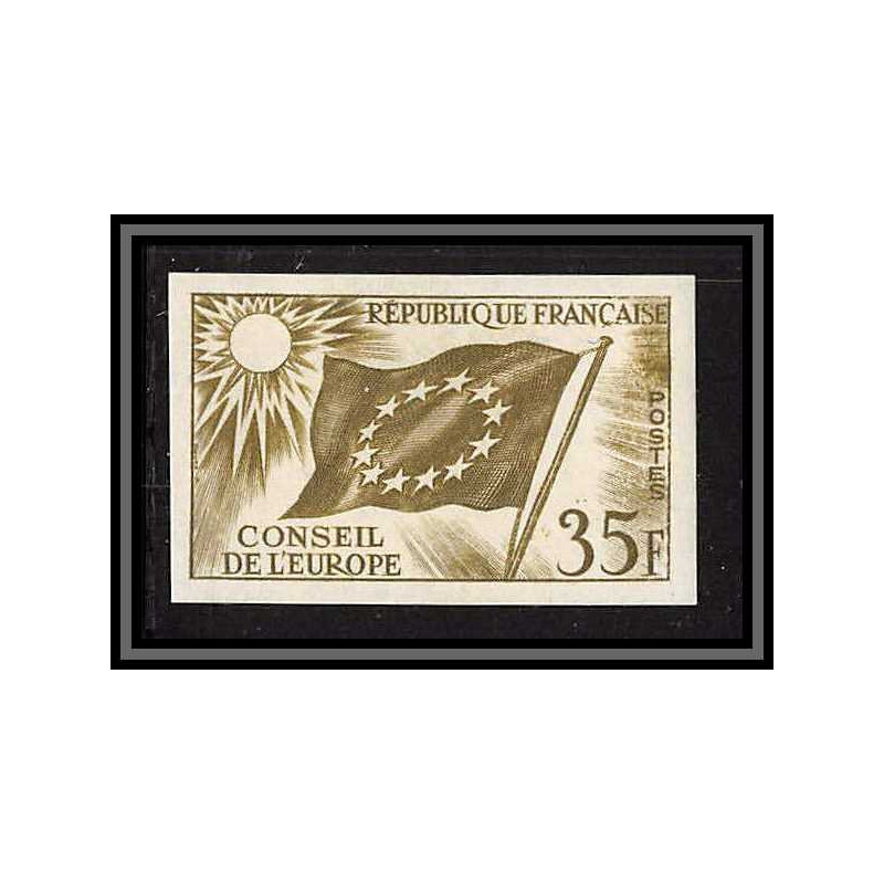 France Service N°20 conseil de l'europe europa drapeau flag Essai proof Non dentelé imperf ** mnh