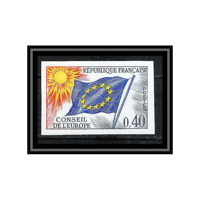 France Service N°31 conseil de l'europe europa drapeau flag Non dentelé ** MNH (Imperf) cote 55