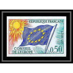 France Service N°33 conseil de l'europe europa drapeau flag Non dentelé ** MNH (Imperf) cote 55