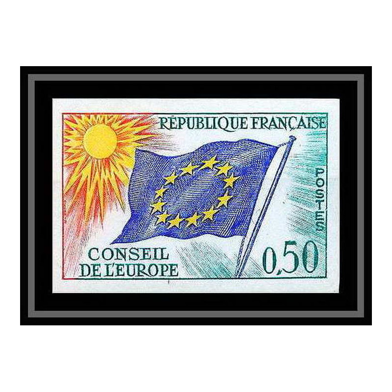 France Service N°33 conseil de l'europe europa drapeau flag Non dentelé ** MNH (Imperf) cote 55