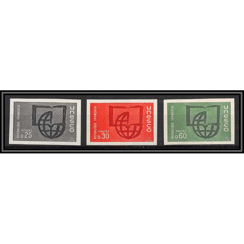 France Service N°36/38 cote 210 unesco alphabétisation Non dentelé ** MNH (Imperf) discount promo 