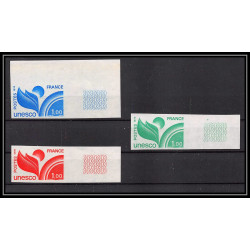 France Service N°51 lot de 3 couleurs dont coin de feuille unesco Essai color proof Non dentelé imperf ** MNH