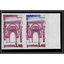 France Service N°68 x 3 dont paire fes maroc unesco sites classés Essai color proof Non dentelé imperf ** MNH