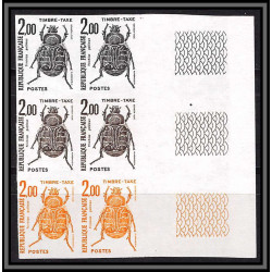 France Taxe N°103/108 insectes coleopteres beetle insects Essai trial proof Non dentelé ** imperf Bloc 6 bord de feuille