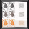 France Taxe N°103/108 insectes coleopteres beetle insects Essai trial proof Non dentelé ** imperf Bloc 6 bord de feuille