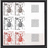 France Taxe N°103/108 insectes coleopteres beetle insects Essai trial proof Non dentelé ** imperf Bloc 6 bord de feuille