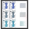 France Taxe N°103/108 insectes coleopteres beetle insects Essai trial proof Non dentelé ** imperf Bloc 6 bord de feuille