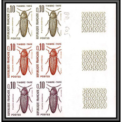 France Taxe N°103/108 insectes coleopteres beetle insects Essai trial proof Non dentelé ** imperf Bloc 6 bord de feuille