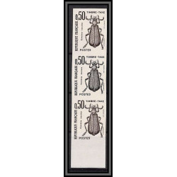 France Taxe N°105 insectes coleopteres beetle insects Essai trial proof Non dentelé ** imperf bande de 3 couleurs