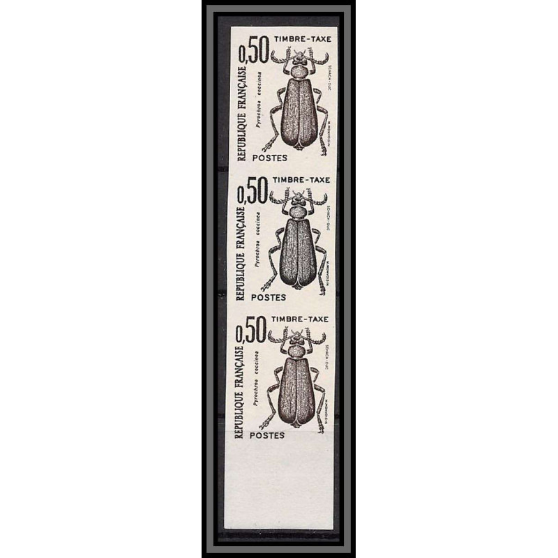 France Taxe N°105 insectes coleopteres beetle insects Essai trial proof Non dentelé ** imperf bande de 3 couleurs