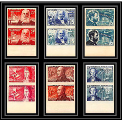 France N°1012/1017 Inventeurs 1955 épreuve de luxe Essai Proof Non Dentelé imperf ** MNH inventors PAIRE
