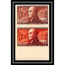 France N°1012/1017 Inventeurs 1955 épreuve de luxe Essai Proof Non Dentelé imperf ** MNH inventors PAIRE