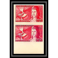 France N°1012/1017 Inventeurs 1955 épreuve de luxe Essai Proof Non Dentelé imperf ** MNH inventors PAIRE
