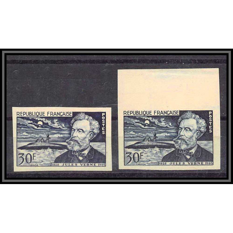 France N°1026 Jules Verne sous marin Nautilus Essai (trial color proof) + Non dentelé imperf ** MNH