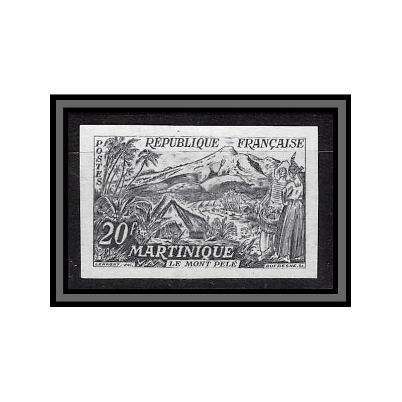 France N°1041 Le Mont Pelé Martinique Essai proof Non dentelé imperf Sans gomme no gum (*)