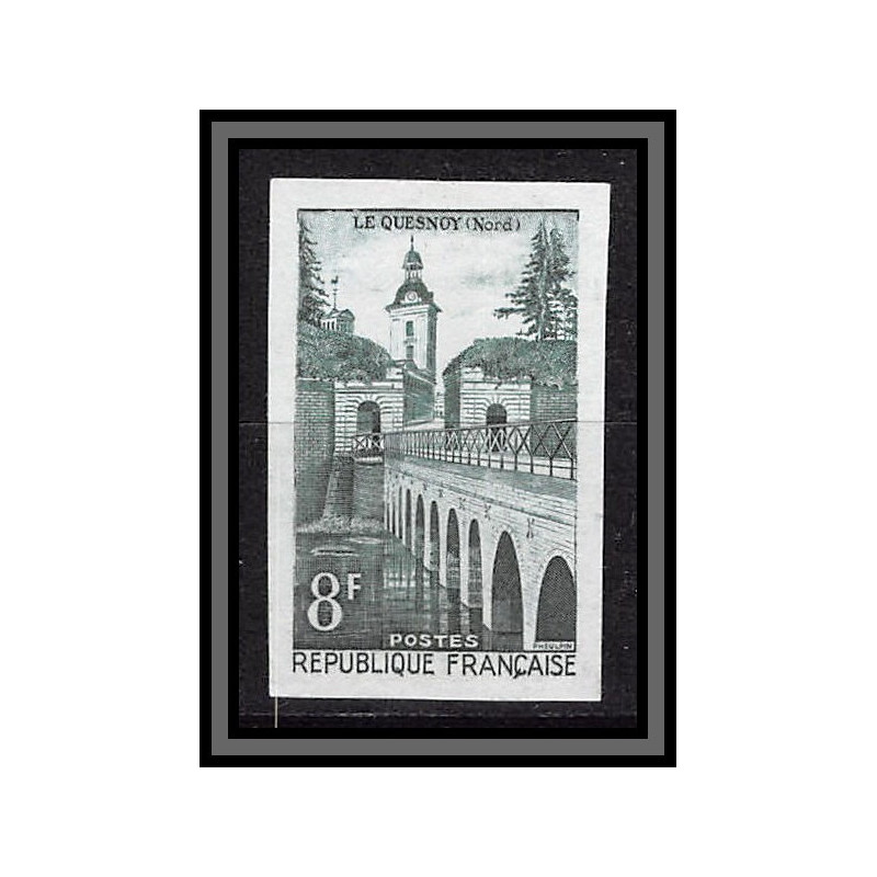 France N°1105 Le Quesnoy Remparts lac Vauban porte fortifiée 1957 Essai proof Non dentelé imperf Sans gomme no gum (*)