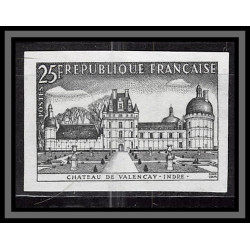 France N°1128 Château (castle) de Valençais indre Essai proof Non dentelé imperf Sans gomme no gum (*) 1957