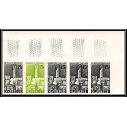 France N°1153 Ville reconstruite Maubeuge Nord bande 5 strip Essai proof Non dentelé imperf ** mnh
