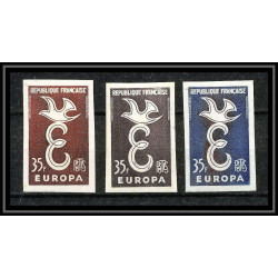 France N°1174 europa 1958 cote 232 euros Essai (trial color proof) Non dentelé imperf ** MNH 3 valeurs