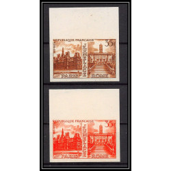 France N°1176 Jumelage Paris-Rome Hotels de ville Essai proof Non dentelé imperf ** MNH (Imperf) bord de feuille 1958