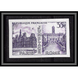 France N°1176 Jumelage Paris-Rome Hotels de ville Essai proof Non dentelé imperf Sans gomme no gum (*) 1958