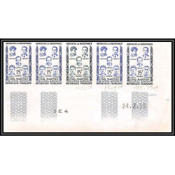 France N°1198/1202 Héros de la Résistance guerre 1939/1945 bande 5 Essai trial proof Non dentelé imperf **