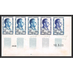 France N°1198/1202 Héros de la Résistance guerre 1939/1945 bande 5 Essai trial proof Non dentelé imperf **