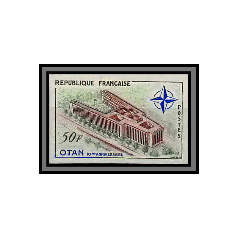 France N°1228 OTAN grand palais port dauphine paris Non dentelé ** MNH (Imperf) cote maury 110 euros DISCOUNT