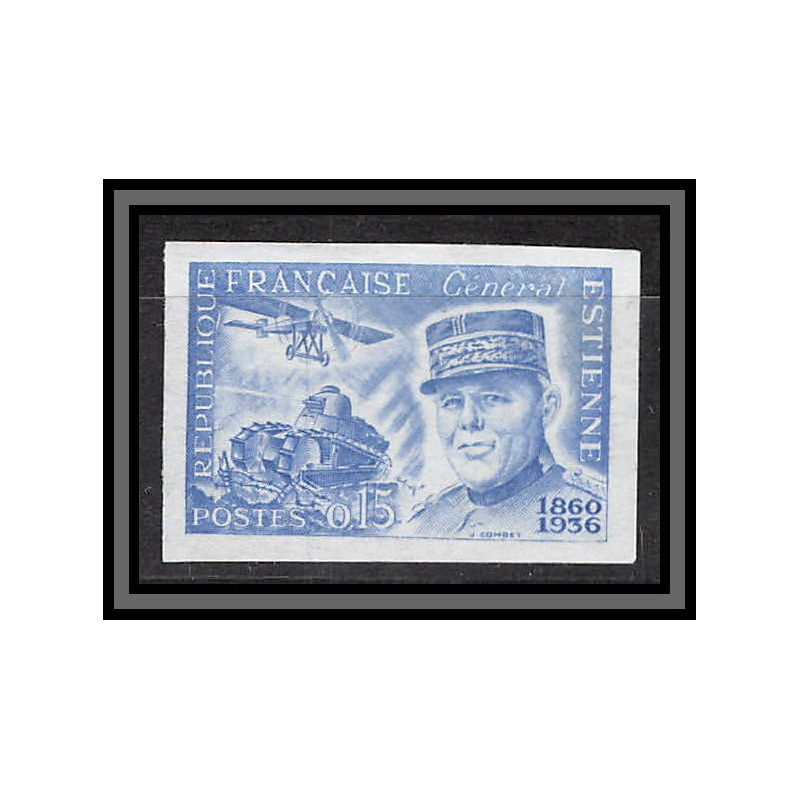 France N°1270 général Estienne aviation militaire Essai proof Non dentelé imperf Sans gomme no gum (*) 1960