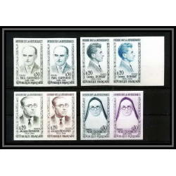 France N°1288/1291 Héros de la Résistance 1961 lot de 4 paires Non dentelé ** MNH (Imperf)