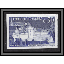 France N°1333 Remparts illuminés de Vannes morbihan Essai proof Non dentelé imperf Sans gomme no gum (*) 1962