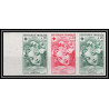 France N°1366 Croix rouge red cross 1962 essai proof Non dentelé ** MNH Imperf Fragonard Tableau Painting bande 3 strip