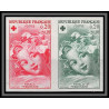 France N°1366 Croix rouge red cross 1962 essai proof Non dentelé ** MNH Imperf Fragonard Tableau Painting paire strip