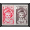 France N°1367 Croix rouge red cross 1962 essai proof Non dentelé ** MNH Imperf Fragonard Tableau Painting paire strip