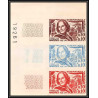 France N°1372 Marivaux Ecrivain writer bande 3 strip Essai proof Non dentelé imperf ** mnh