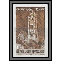 France N°1504 Cathédrale de Rodez eglise church Essai proof Non dentelé imperf Sans gomme no gum (*)
