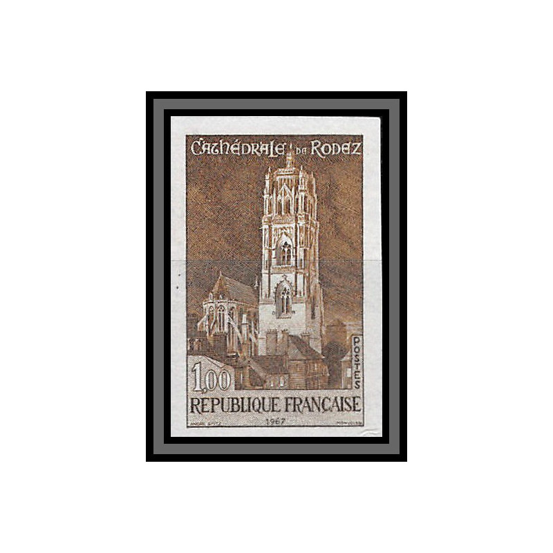France N°1504 Cathédrale de Rodez eglise church Essai proof Non dentelé imperf Sans gomme no gum (*)