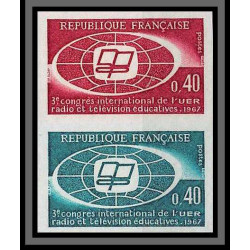 France N°1515 Union Européenne de Radiodiffusion telecom Essai (trial color proof) Non dentelé imperf ** MNH paire