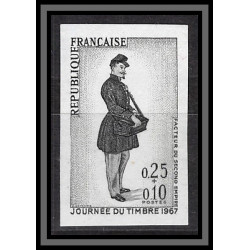 France N°1516 Journée du timbre 1967 Facteur du Second Empire Essai proof Non dentelé imperf Sans gomme no gum (*)