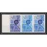 France N°1521 europa 1967 essais/essai (trial color proof) Non dentelé imperf ** MNH bande 3