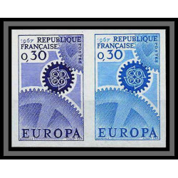 France N°1521 europa 1967 essais/essai (trial color proof) Non dentelé imperf ** MNH paire