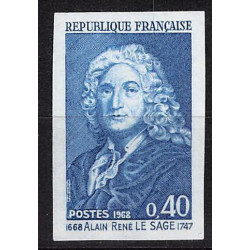 France N°1558 Alain René Lesage ecrivain writer Essai proof Non dentelé imperf Sans gomme no gum (*) 1968