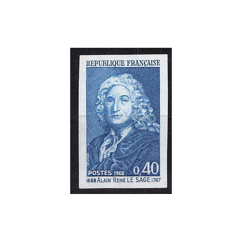 France N°1558 Alain René Lesage ecrivain writer Essai proof Non dentelé imperf Sans gomme no gum (*) 1968