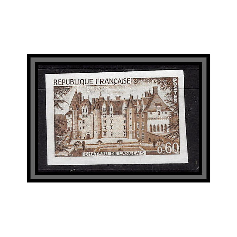 France N°1559 Château (castle) de Langeais Essai proof Non dentelé imperf Sans gomme no gum (*) 1968