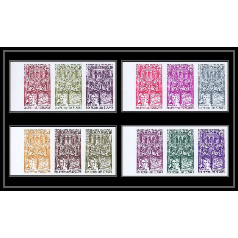 France N°1575 bal Petits Lits Blancs Bailly compositeur musique music color proof Non dentelé imperf ** MNH LOT DE 12