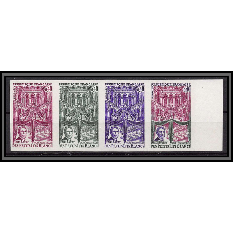 France N°1575 bal Petits Lits Blancs Bailly compositeur musique music trial color proof Non dentelé imperf ** MNH bande 