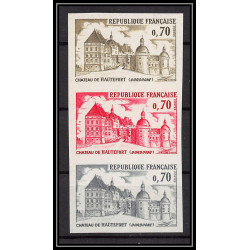 France N°1596 Château (castle) de Hautefort (Dordogne) bande de 3 Essai color proof Non dentelé imperf 