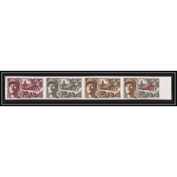 France N°1607 Libération Maréchal Leclerc guerre 1939/45 1969 Essai color proof Non dentelé (imperf) bande de 4